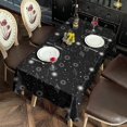 thumbnail image 4 of Black White Star Moon Planet Pattern Rectangle Tablecloth 60"x120",Waterproof Polyester Rectangle Table Cloth, Wipeable Spillproof Polyester Tablecloth for Dining, Camping, Indoor and Outdoor, 4 of 6