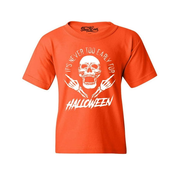 Shop4Ever Kids It's Never Too Early for Halloween Skull Skeleton Graphic Child's Youth T-Shirt Large Orange