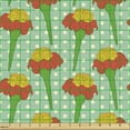 thumbnail image 2 of Floral Fabric by the Yard, Continuous Tagetes Flower Polka Dots Background, Decorative Upholstery Fabric for Chairs & Home Accents, Vermilion Fern Green by Ambesonne, 2 of 5
