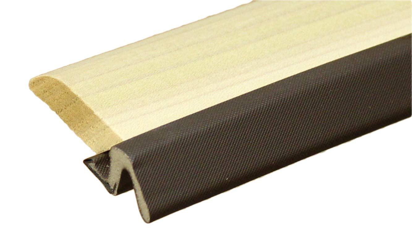 Streamline Pattern Wood Door Stop Set, with Brown QLON Weatherstrip 2