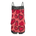 thumbnail image 5 of Pajamas for Women Valentine's Day Gift for Her Heart Print Lace Camisole Sleeveless Shorts Casual Pajama Sets Red6, 5 of 6