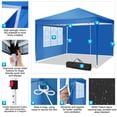 thumbnail image 4 of HOTEEL Canopy 10x10 Pop Up Canopy Tent with 3 Sidewalls Party Tents for Parties Weddings Backyard Waterproof Canopy Outdoor Commercial Canopy Event Tent with Stakes, Ropes, Blue, 4 of 7