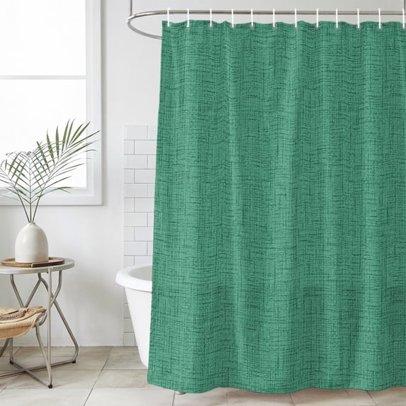 Small Stall Shower Curtain 36x78 Inch Narrow Half Size Forest Green Bath Curtains Bathroom Decor, Rustic Farmhouse Solid Color Waterproof Fabric Shower Curtain Set with Hooks 36 Inch