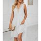 thumbnail image 2 of Vestido de cintura sin mangas con bolsillos y cuello en V para mujer, vestido de costura de encaje para primavera y verano, 2 of 6