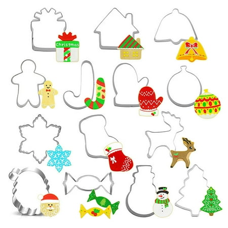 

Christmas Cookie Cutters Mold Set of 14 Stainless Steel Cookie Cutters For Biscuits Fondant Cake DIY Baking Tool Decoration