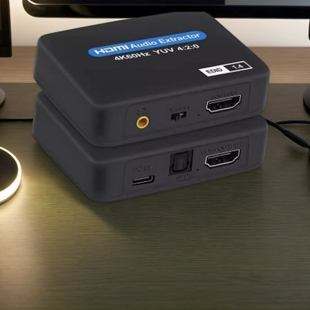 HDMI Audio Extractor, 4K@60Hz HDMI to HDMI   Optical Toslink SPDIF   3.5mm Audio Output, HDMI Audio Converter Adapter Embedder Support 1080P 3D