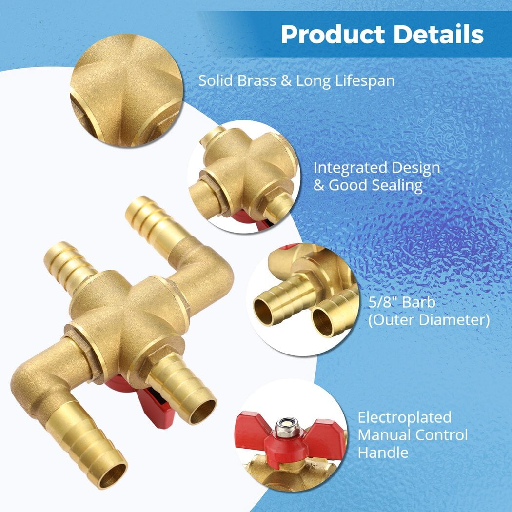 4-Way Automobile Heating Water Valve, 5/8in Heater Core Bypass, Brass Automotive Integrated Manual Control Valve