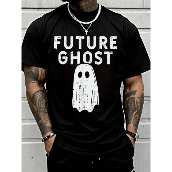 100% Cotton Future Ghost Funny Happy Halloween Costume Men T-Shirt Street Hip-Hop Style Men's T-Shirt