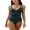 Blue, variant on Womens Ribbed V Neck One Piece Bath Suit Tummy Control Monkini Swimwear Spaghetti Straps Swimsuit
