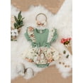 thumbnail image 2 of Letiane Newborn Baby Girl Ruffle Short Sleeve Romper Floral Tutu Skirt Dress Jumpsuit With Headband Outfit Set, 2 of 3