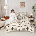 thumbnail image 3 of Erosebridal Adults Western Aztec Queen Comforter Set,Boho Bull Skull Bedding Comforter Set For Cowboy, Reversible 3-Piece, 3 of 7