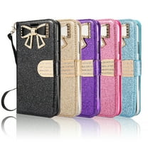 Samsung Galaxy A51 Phone Case, Strong Protective Sparkle Diamond Kickstand Wallet Compartments Multi-Function for Samsung Galaxy A51 Phone Case Black