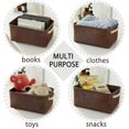 thumbnail image 5 of Tegance Small Storage Baskets for Shelves, Storage Cube Organizer, Storage Bins, 12 x 8 x 5 Inches, Rectangle Canvas Fabric Collapsible Shelf Box with Handles, Brown, 5 of 10