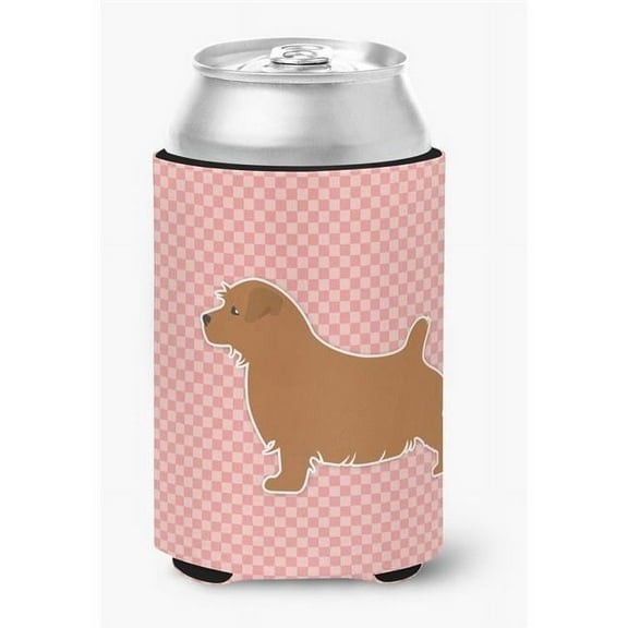 Norfolk Terrier Checkerboard Pink Can or Bottle Hugger