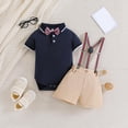 thumbnail image 6 of Mercatoo Baby Boy Gentleman Outfits Short Sleeve Romper Shirts Tops + Bib Pants + Bow Tie Clothes Baby Boys Party Set, 6 of 9