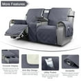 thumbnail image 5 of TAOCOCO Loveseat Recliner Couch Cover for Double Recliner with Console  100% Water Resistant Split Solid Reclining Sofa Slipcover, Gray, 5 of 10