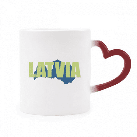 

Latvia Map Europe Art Deco Fashion Heat Sensitive Mug Red Color Changing Stoneware Cup