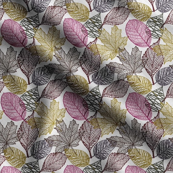 Soimoi Leaves Print,Cotton Poplin, Sewing Fabric Sold by The Yard 42 Inch Wide,Sewing Craft Quilting/Quilt Making Fabric, Purple, Pink, Black