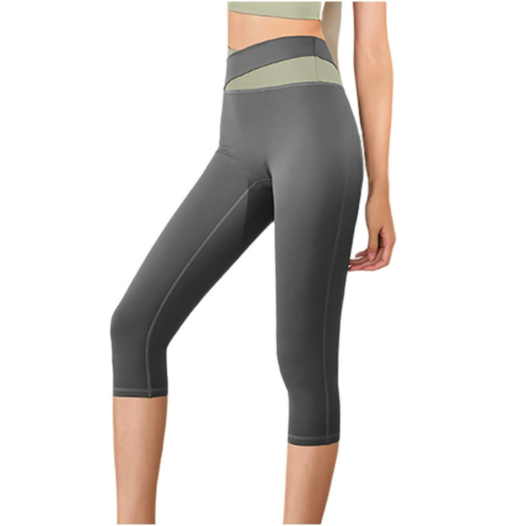 Leggings for Women Color Block High Waisted Carry Buttocks Yoga Workout  Casual Running Stretchy Soft Capri Pants