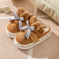 thumbnail image 5 of Weloille Suede Cotton Slippers Winter Home Rabbit Bow Cute Thick Bottom Indoor Floor Non-slip Cotton Shoes Padded Thickened Warm Cotton Slippers, 5 of 7
