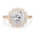 thumbnail image 2 of IGI Certified Lab Grown Diamond Engagement Ring | Center 9MM Cushion Cut Floral Halo Solitaire Wedding Rings For Women In 18K Solid Rose Gold | F-G, VS-SI Quality (3.50 Ctw) Ring Size-5.5, 2 of 7