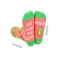 thumbnail image 3 of Funny Pickles Socks Creative Girl Who Love Pickles Letters Printed Cotton Middle Calf Socks Gift for Pickles Lover Women, 3 of 9