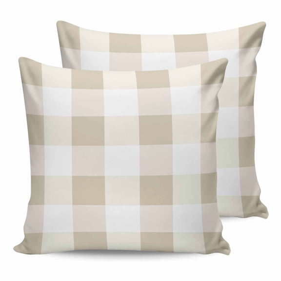 Cream White Buffalo Check 18x18 Pillow Covers Set of 2, Farmhouse Plaid Modern Geometric Throw Pillow Covers Decorative Couch Cushion Case, Microfiber Square Pillowcases for Bedroom Car Living Room