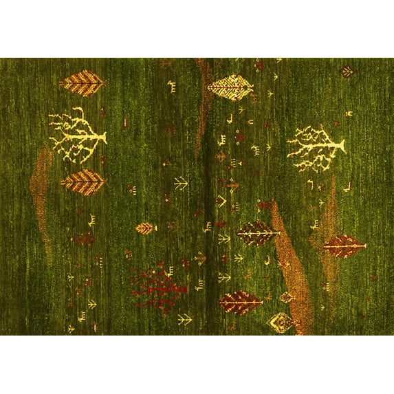 Ahgly Company Indoor Rectangle Abstract Yellow Contemporary Area Rugs, 6' x 9'