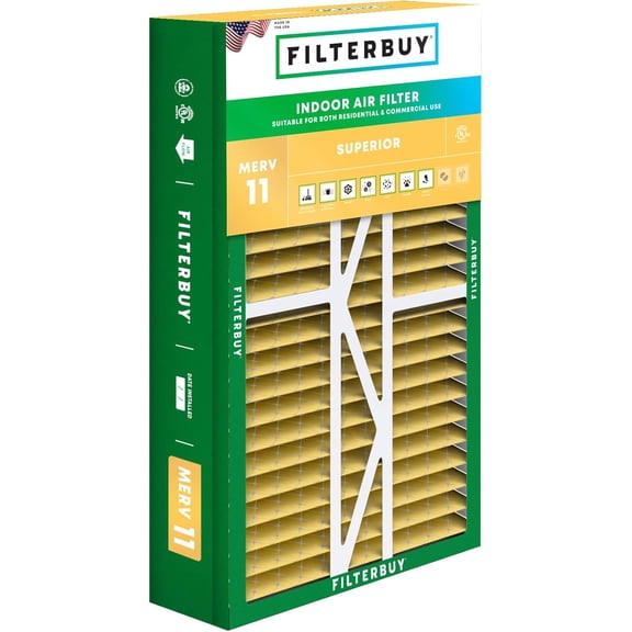 Filterbuy 17.5x27x5 Air Filter MERV 11 Allergy Defense, Pleated HVAC AC Furnace Filter Replacement for Trane Perfect Fit & American Standard, 1-Pack
