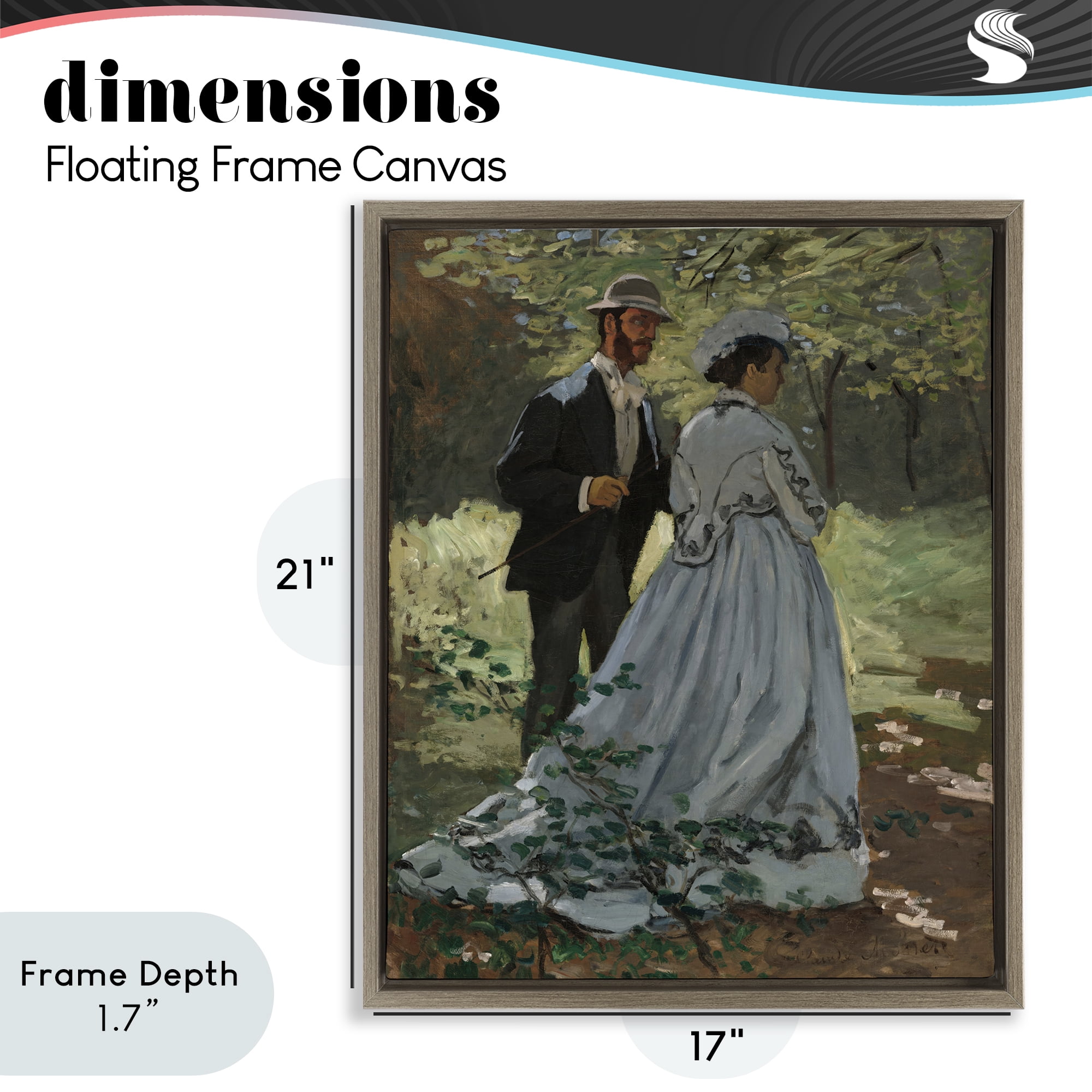 Stupell Industries Bazille & Camille in Nature Brown Framed Floater Canvas Wall Art, design by Tina LeCour