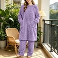 thumbnail image 2 of yillto Women Fleece Nightgowns Long Sleeve Plush Loungewear Sherpa Fuzzy Pajamas Pants 2 Piece, 2 of 7