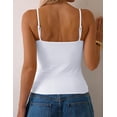 thumbnail image 6 of Wrongduck Women Cotton Camisole Crop Tank Top Square Neck Built In Shelf Bra Adjustable Strap Fitted Basic Camisole Y2K Top, 6 of 8