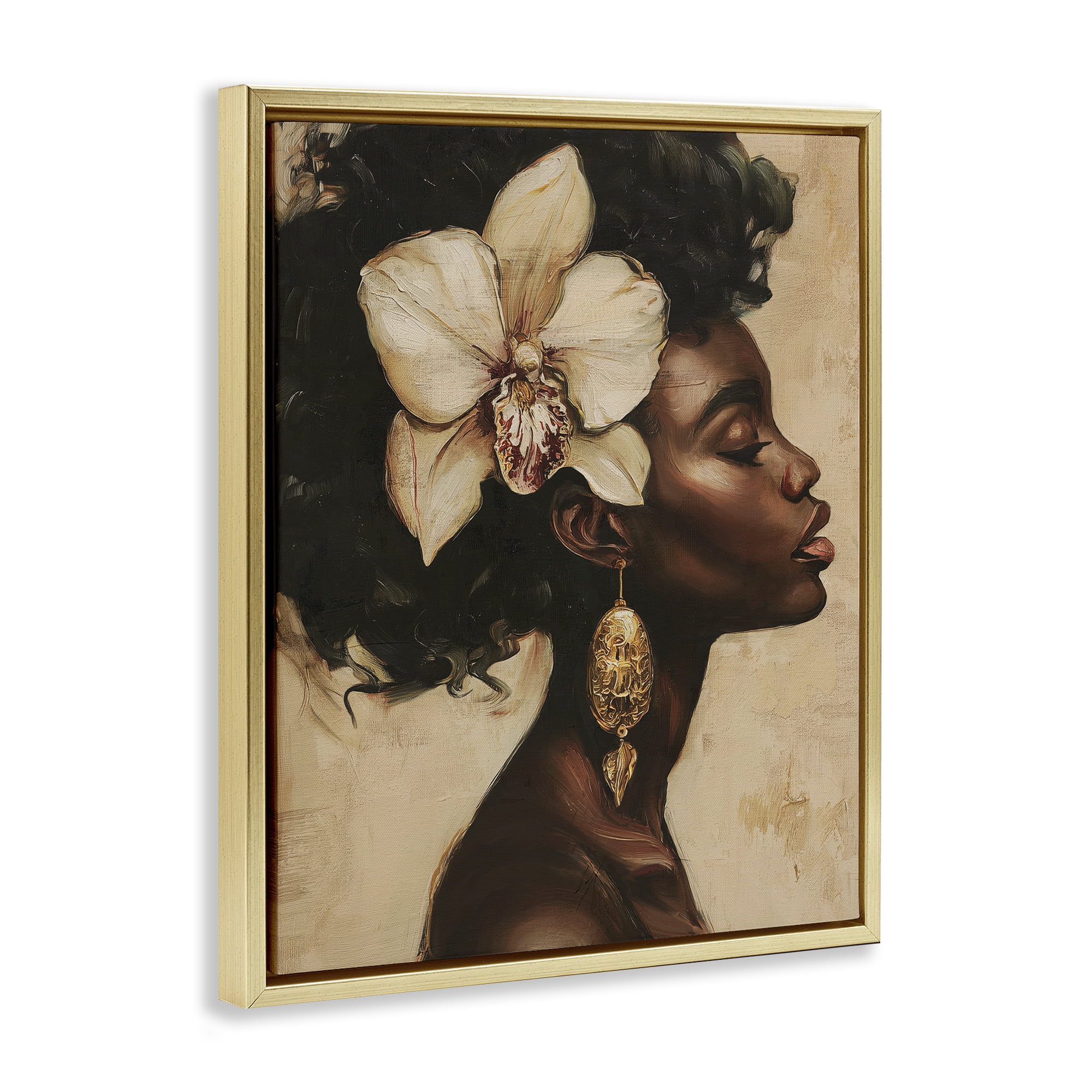 Stupell Industries Orchid Majesty Portrait Gold Framed Floater Canvas Wall Art, design by Svetlana Aleynikova