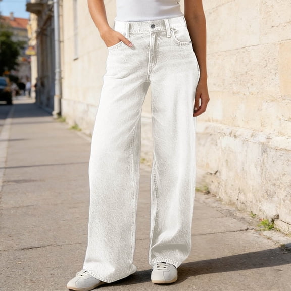 Women's Relaxed Wide Leg Denim Pants – Versatile Everyday Jeans for Women in Sizes XS to 6XL, Trendy Loose Fit Baggy Streetwear Bottoms