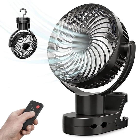 10000mAh Rechargeable Portable 8-Inch Clip-on Fan, USB Car Fan 4 Speeds, Sturdy Clamp for Office Desk, Golf Cart, Stroller, Outdoor, Travel, Camping, Tent, Gym, Treadmill