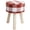 Red, variant on Buffalo Check Round Footstool Ottoman with Wood Legs - 16"H