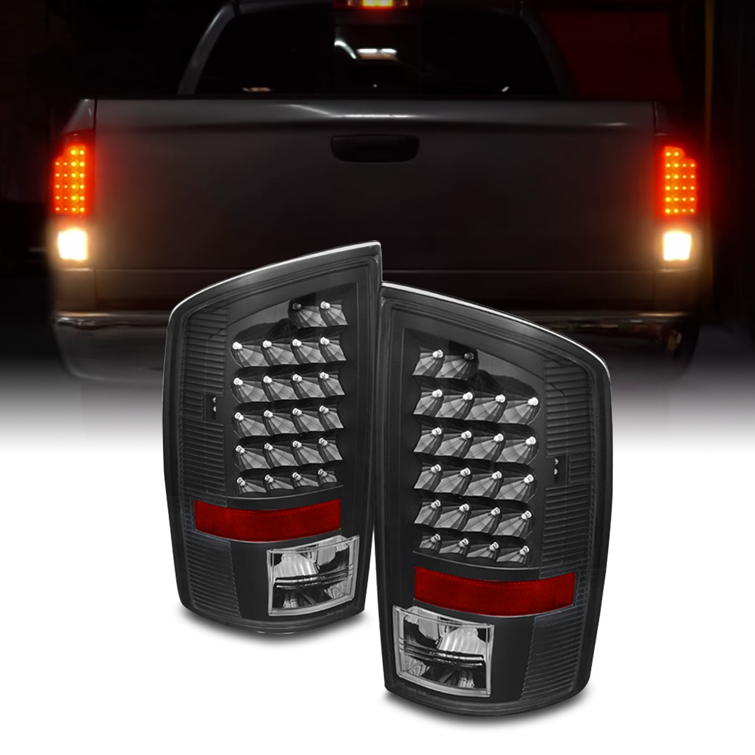 For 03-06 Dodge Ram 1500 2500 3500 LED DRL Light Tube Black Smoked Tail Brake Light Lamp Assembly 