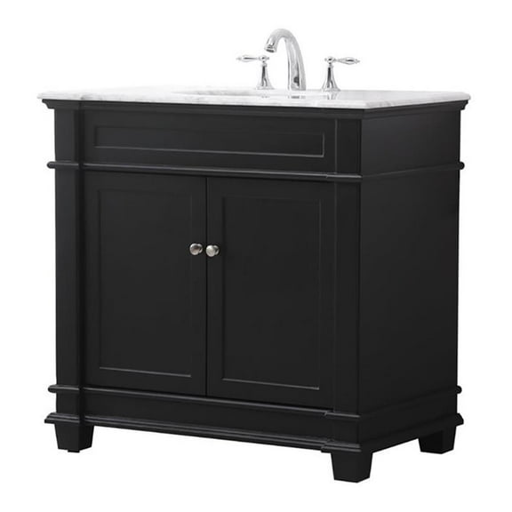 Elegant Decor Wesley 36" Solid Wood Steel Single Bathroom Vanity Set in Black