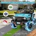 thumbnail image 3 of Funcid 24V Ride on Toys with Remote Control, 2 XL Seater Ride on Truck Car, 2WD/4WD Electric Car for Kids w/ Bluetooth, Flashing Colored Lights, SD Port, MP3, Spring Suspension, 6MPH, Teal, 3 of 8