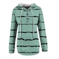 thumbnail image 5 of Jinhomg Trendy Striped Sweatshirt for Women Lightweight Comfy Long Sleeve Button Collar Pullovers Fall Casual Loose Drawstring Hoodies with Pocket Green XL, 5 of 7