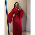thumbnail image 3 of AURA Women Plus Size V Neck Bodycon Long Dress Elegant Long Sleeve Solid Color Dress, 3 of 5