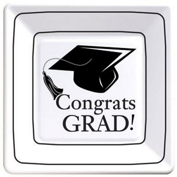Congrats Grad 7-inch Square Desert Paper Plates 18 Per Pack