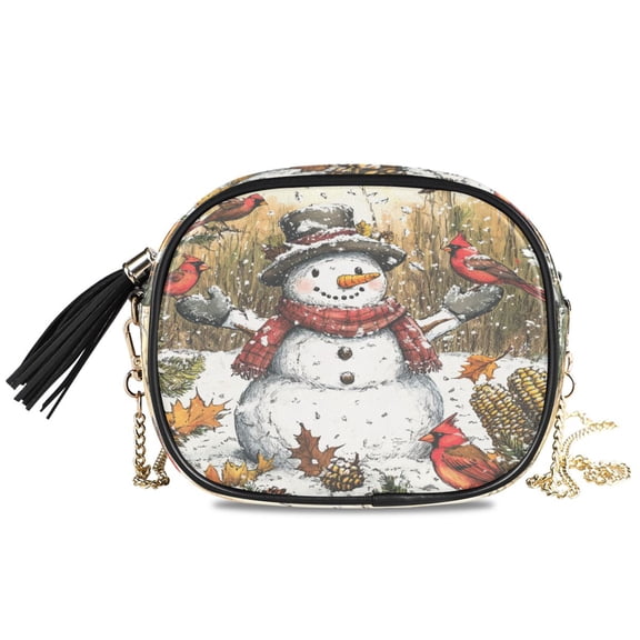 Womens Casual Chain Shoulder Bag Simple style Snowman with Parrot Crossbody Bag