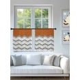 thumbnail image 4 of Sheer Curtains 54 Inch Length 2 Panels Set for Kitchen, Grey Chevron Semi Sheer Curtains for Windows, Geometric Orange Print Wavy Striped White Voile Window Treatments Rod Pocket Curtain, 4 of 7