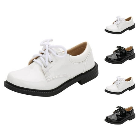 Jinhomg Boys formal Dress Shoes Lace Up Oxfords Shoes Faux Leather School Uniform Shoes Little Kids Special Occasion Outfits Black 14 Years
