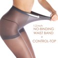 thumbnail image 3 of 3 Pairs Women's Sheer Tights - 20D Control Top Pantyhose with Reinforced Toes, 3 of 5