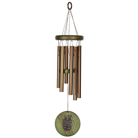 Woodstock Wind Chimes Signature Collection  Woodstock Habitats Chime  17   Green Owl Wind Chime HCGO