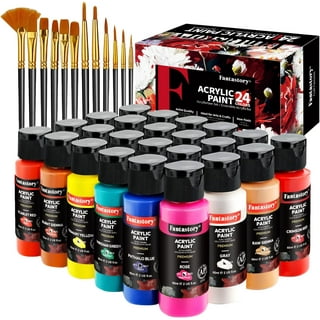 Carrying Case for Apple Barrel Acrylic Paint with 10 Acrylic Paint Brushes  Paint Bottle Organizer Storage for 24 Bottles of 2 oz Acrylic Paint Supplies  Sets Hard Shell Travel Case (CASE 