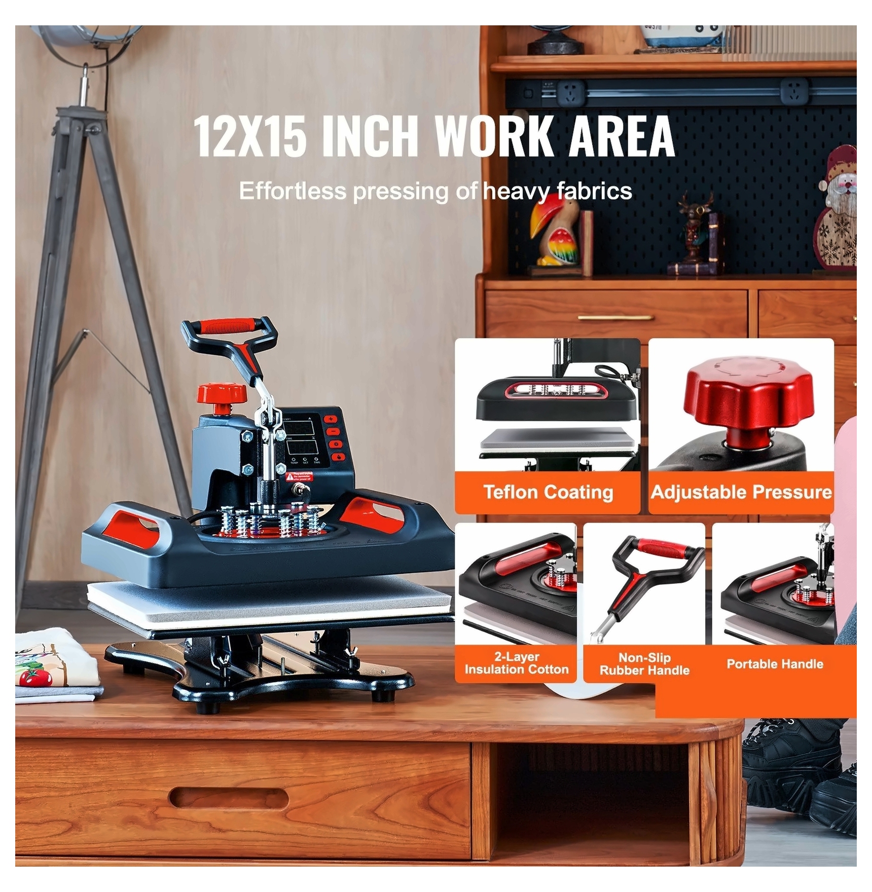 11 in 1 Heat Press Machine, 12x15 Inch Multifunctional Swing Away Printer