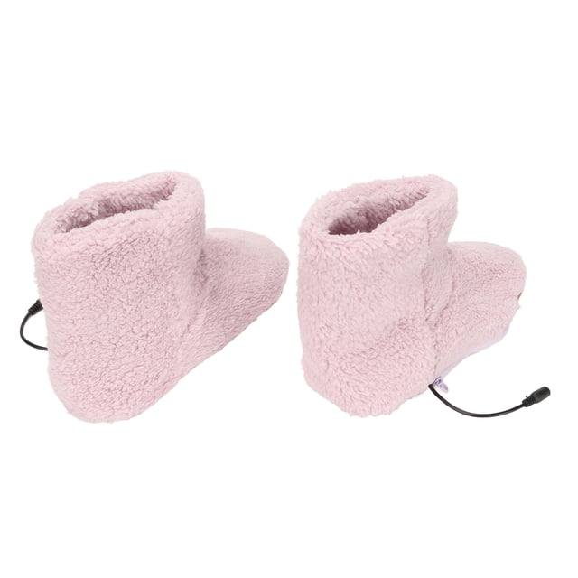 Heating Booties, Electric Warmer Shoes USB Charging Soft Fast Heating Plush Relaxing For Winter Pink Women 35-39